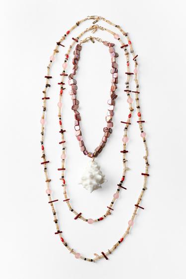 PACK 3 COLLARES COCHAS PIEDRA - Rosa de Zara