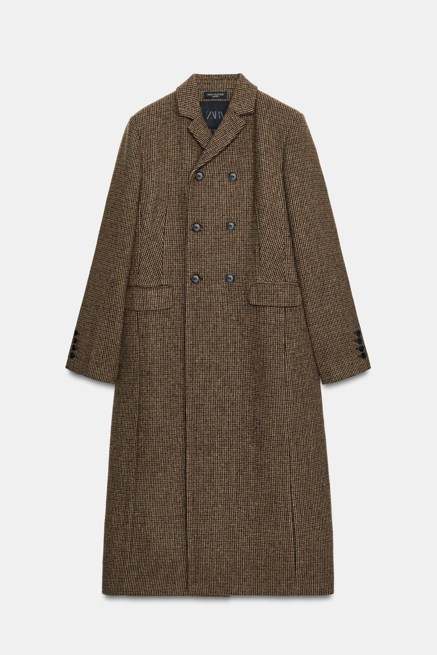 Женское пальто Zara ZW Collection 100% Wool Plaid, цвет: Коричневый — фото 6