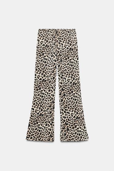 PANTALONI SATINATI CON LACCETTI E STAMPA ANIMALIER - Leopardato di Zara - Immagine 0
