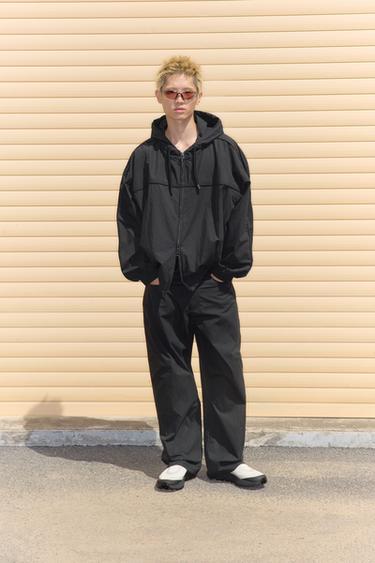 Zara RELAXED FIT 科技長褲 - 黑色