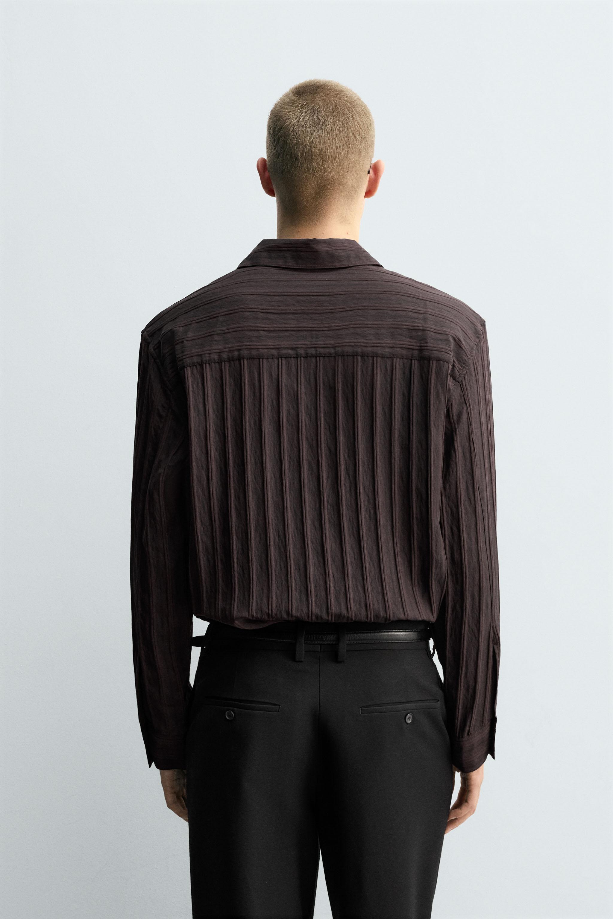STRIPED JACQUARD SHIRT - Brown | ZARA India