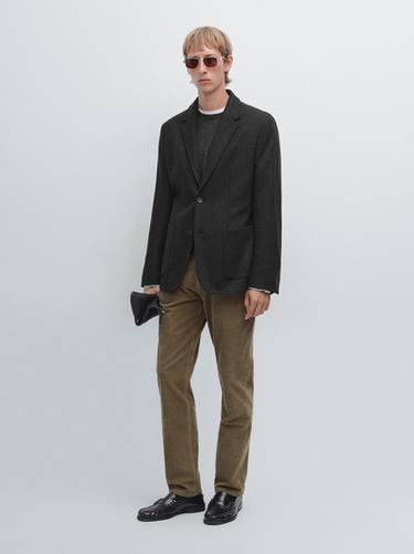 Pantalón tejanero pana slim fit - Khaki de Zara