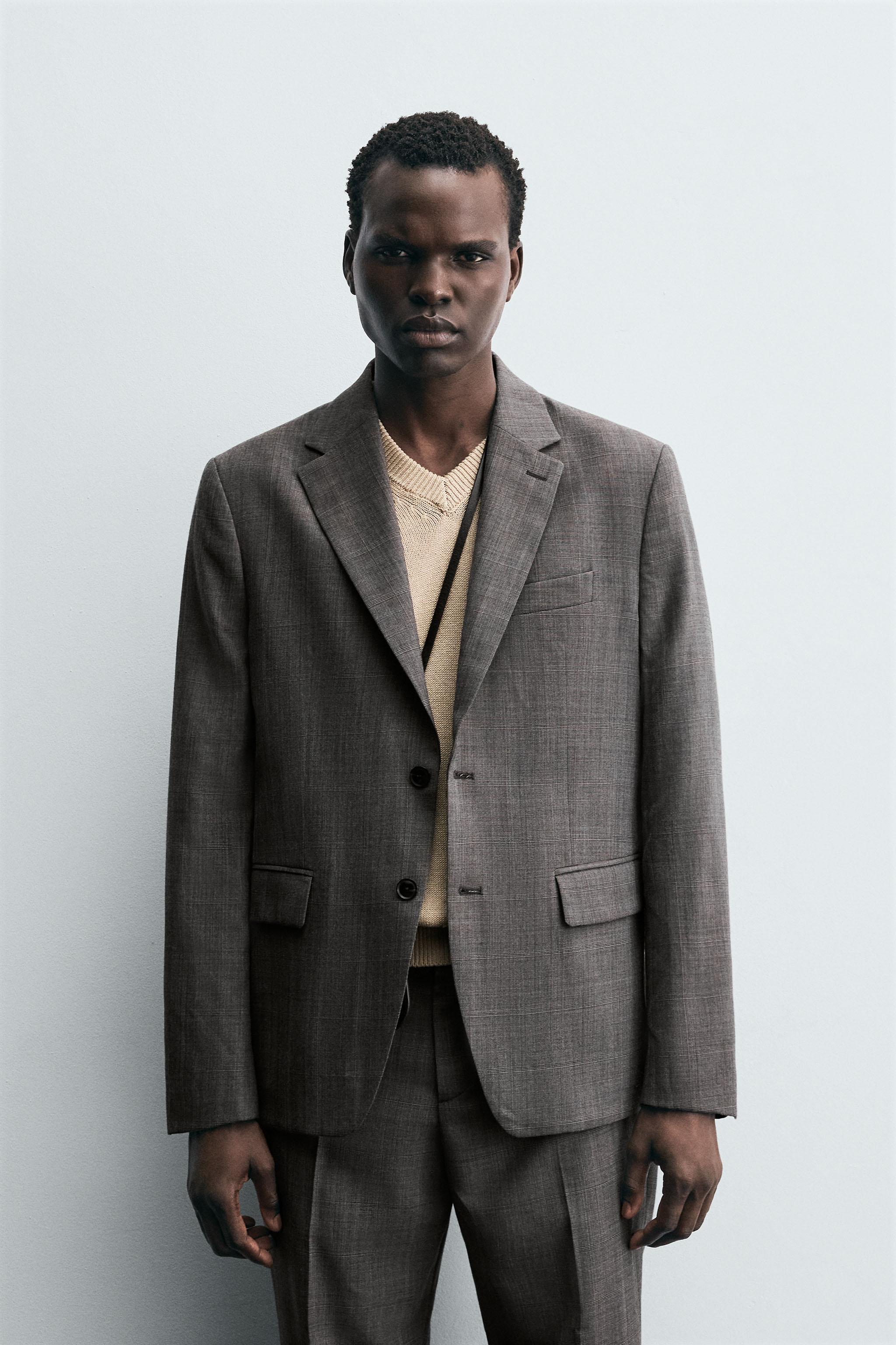 【6点セット】ZARA ネイビー チェック柄 ダブルブレスト スーツ 152cm ストライプ柄スーツブレザー - ネイビーブルー | ZARA Japan / 日本