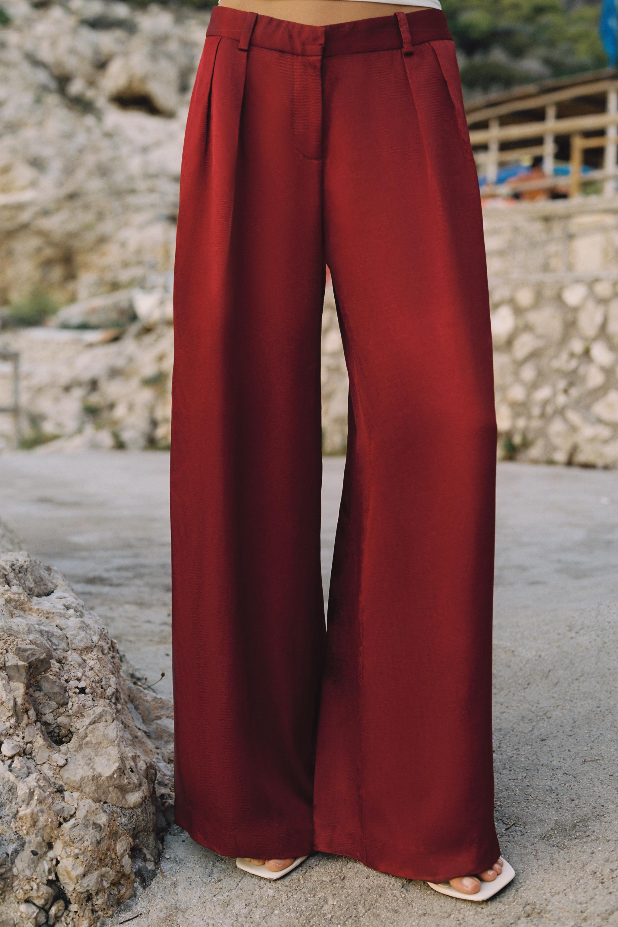 Женские брюки Zara WIDE-LEG FLOWY PANTS — фото 2