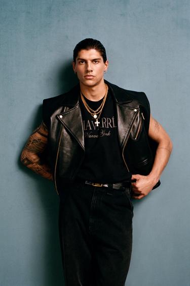 LEATHER BIKER WAISTCOAT WILLY CHAVARRIA X ZARA - Black by Zara