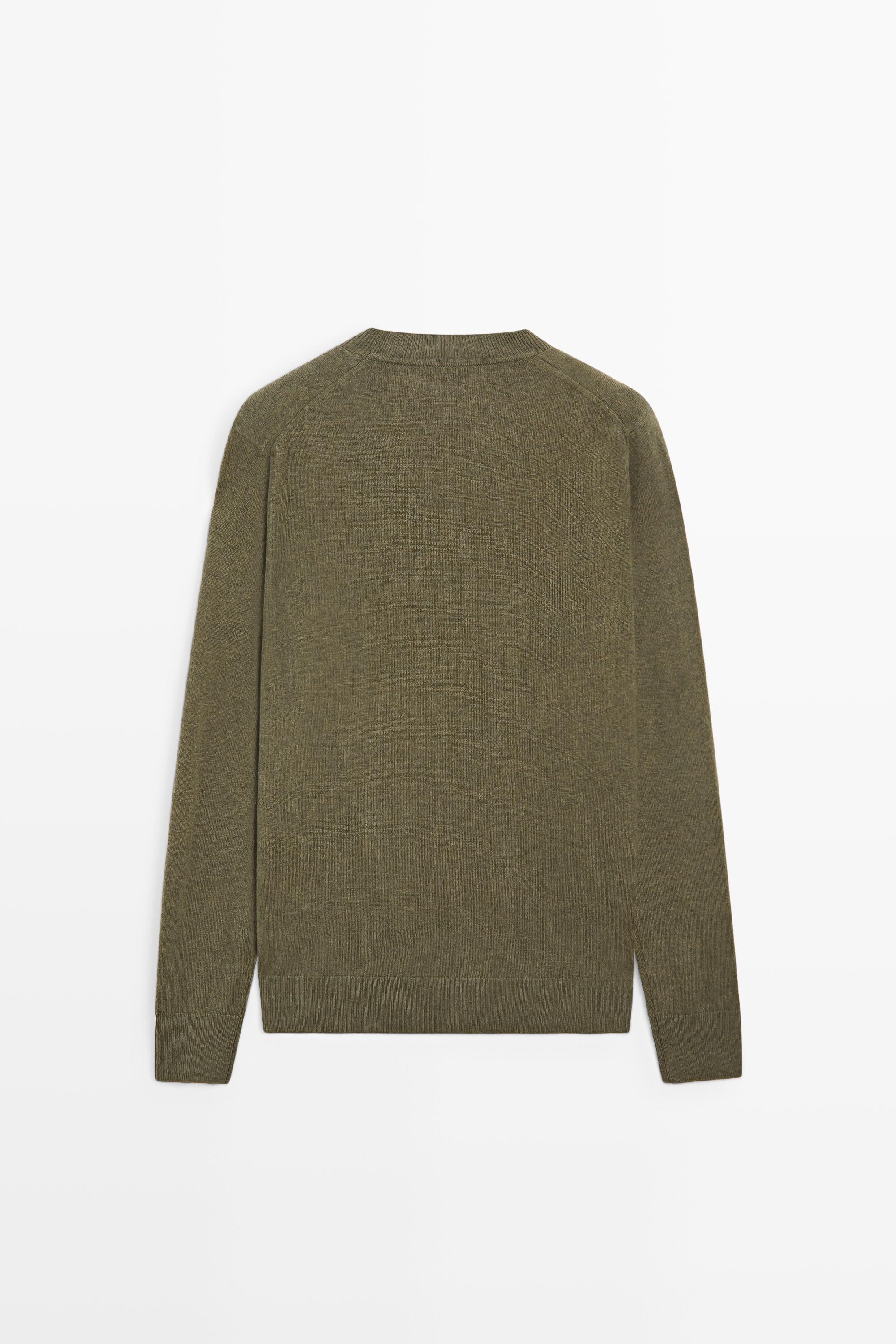 Wool blend round neck knit sweater