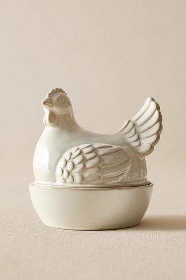 FRASCO ALMACENAJE CERÁMICA GALLINA - Crema de Zara