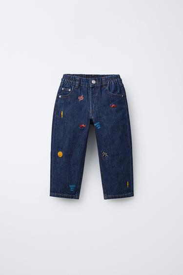 CARS LIGHTNING MCQUEEN EMBROIDERED BAGGY JEANS © DISNEY - Blue by Zara
