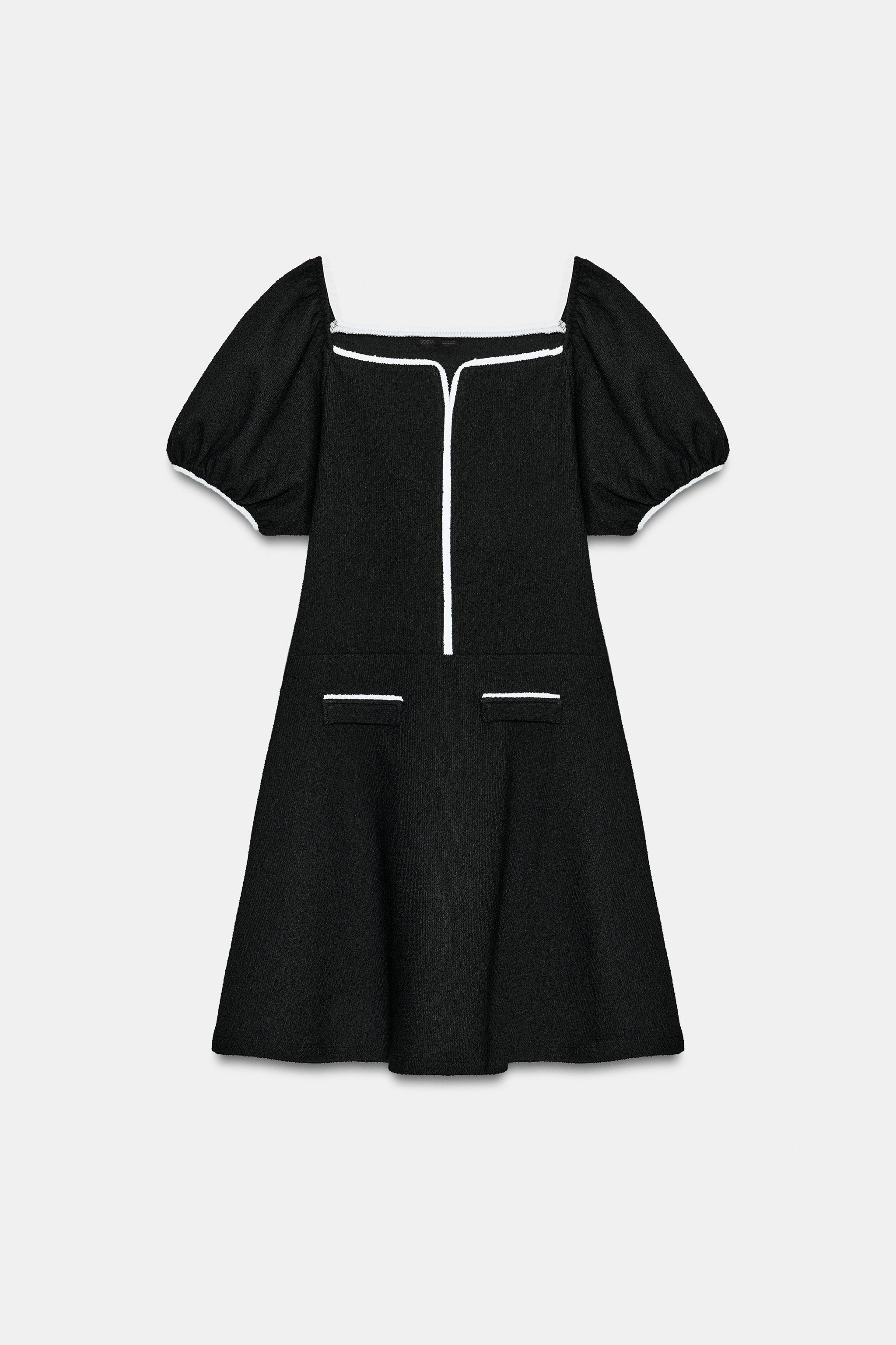 CONTRAST BOUCLE DRESS