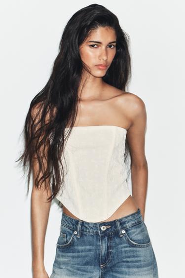 TEXTURED CORSETRY-INSPIRED TOP - Ecru by Zara