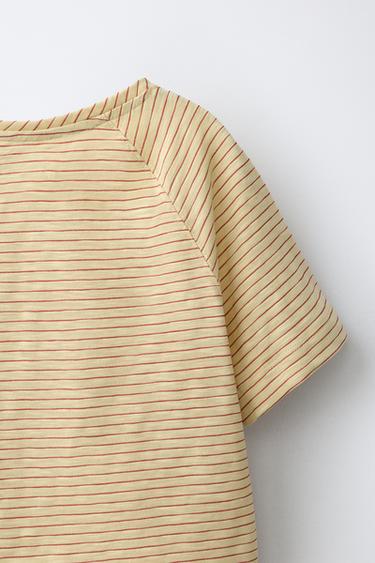 STRIPED RAGLAN SLEEVE T-SHIRT - Yellow by Zara - Image 3