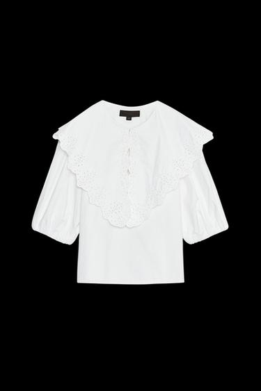 POPLIN SHIRT WITH PETER PAN COLLAR - White by Zara - Image 0