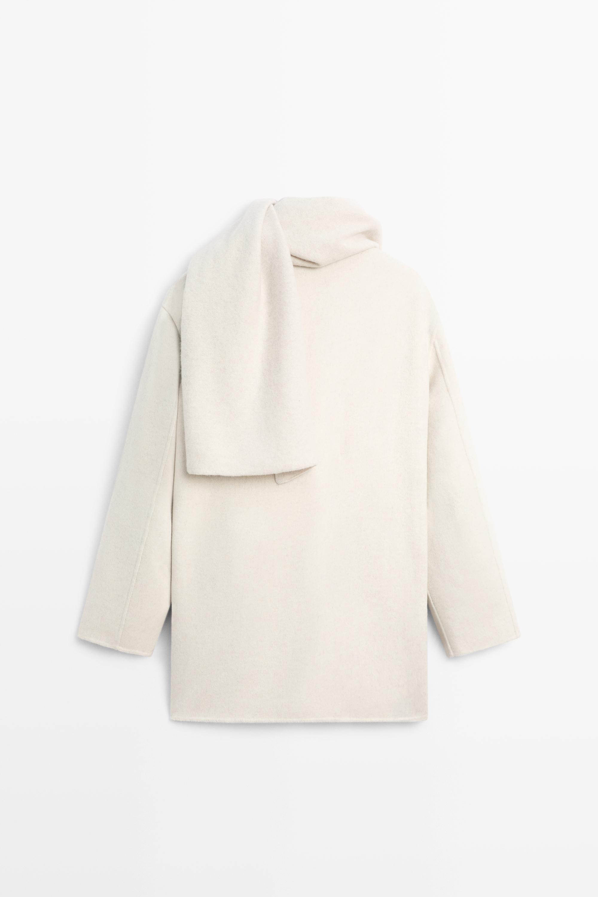 Wool-blend coat with scarf detail
