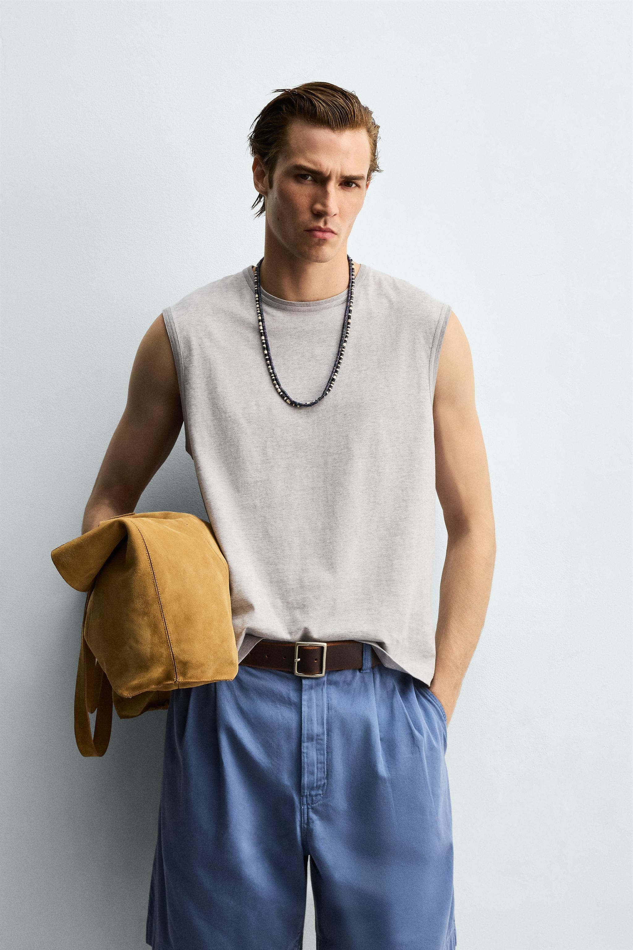 RELAXED FIT TANK T-SHIRT — Grey marl (alternate view)
