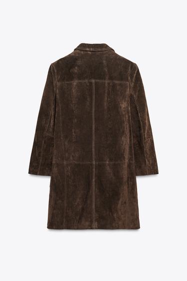 100% SUEDE LEATHER COAT ZW COLLECTION LIMITED EDITION - Dark brown by Zara - Image 3