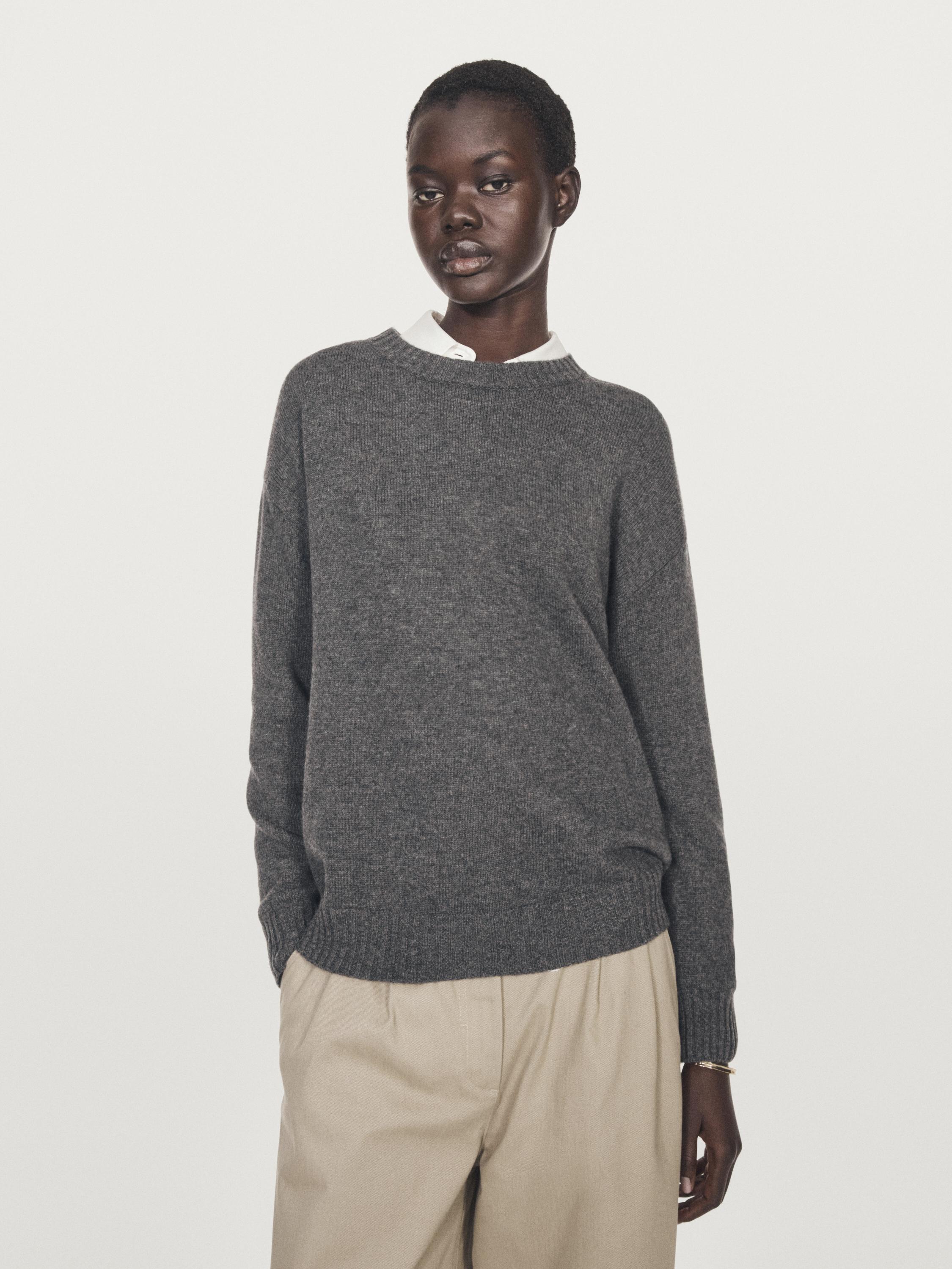 Wool blend crew neck sweater — Mid-gray
