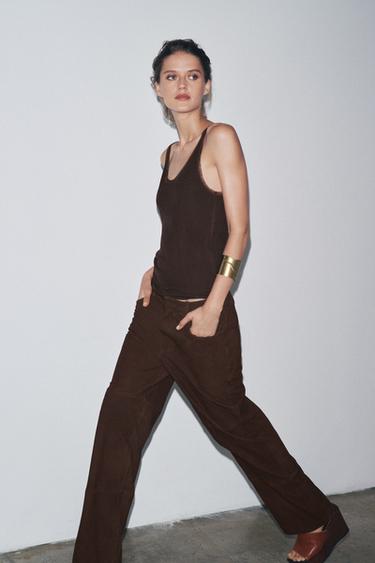 CAMISETA COMBINADA TULE - Marrón escuro de Zara