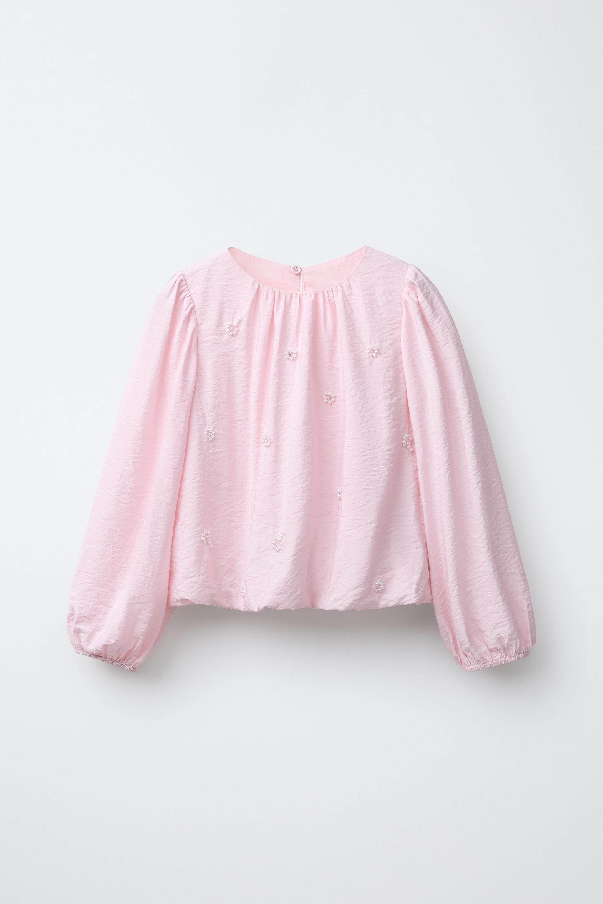 SATIN EFFECT PEARL BLOUSE