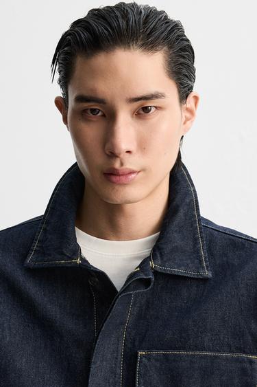 DENIM SHIRT WITH POCKETS - Blue by Zara - Image 4