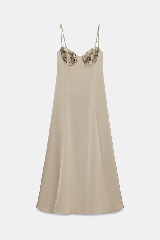 VESTIDO MIDI SATINADO - Cava de Zara - Imagen 0