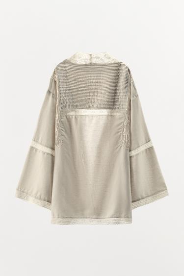 PEIGNOIR PLIS DENTELLE LIMITED EDITION - Blanc cassé de Zara - Image 4