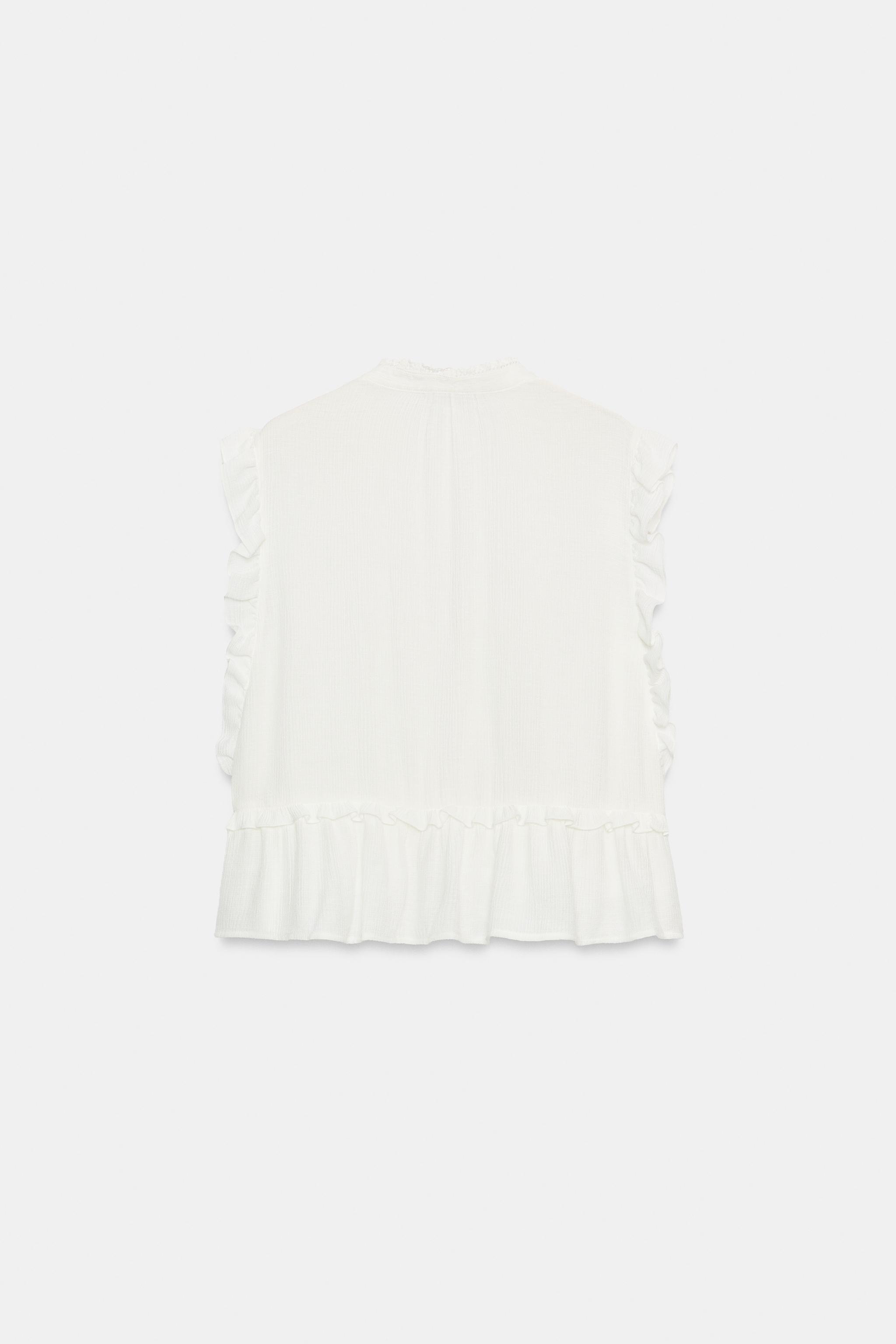 Zara İŞLEMELİ FIRFIRLI TOP görsel 8