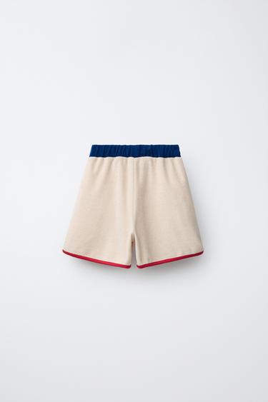 CONTRAST TERRY BERMUDA SHORTS - Ecru by Zara - Image 1