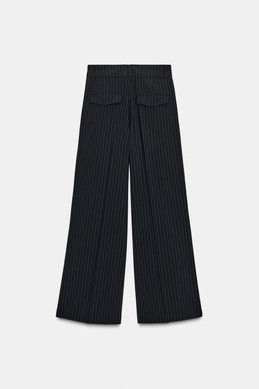 PINSTRIPED TROUSERS WITH DARTS AND POCKET FLAPS - Navy / White by Zara - Image 7