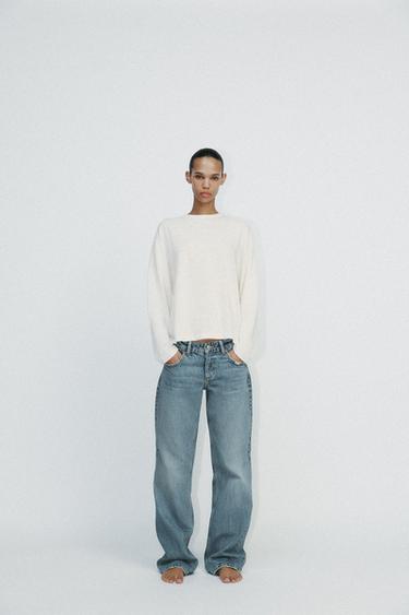 T-SHIRT RUSTIQUE FLAMÉ - Blanc cassé de Zara