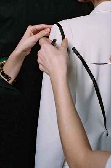 ZW COLLECTION DOUBLE-BREASTED SHOULDER PAD BLAZER - Ecru by Zara - Image 4