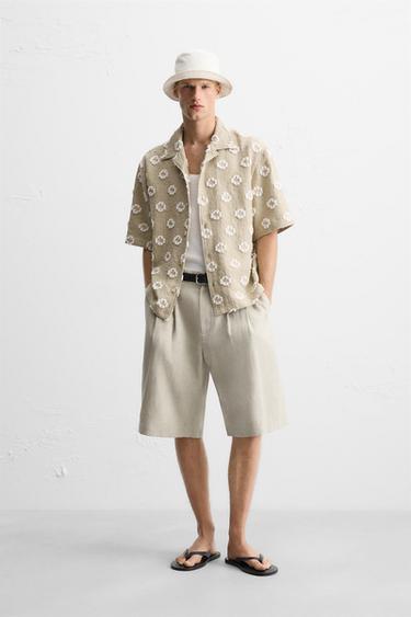 CAMICIA JACQUARD TEXTURIZZATA - Beige di Zara - Immagine 0