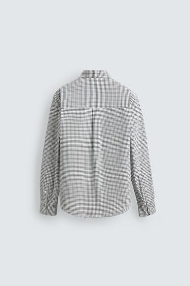RELAXED FIT CHECK SHIRT - Sky blue by Zara - Image 7