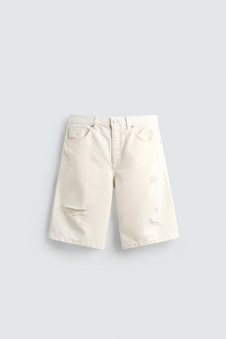 ZARA BAGGY FIT DENIM BERMUDA SHORTS