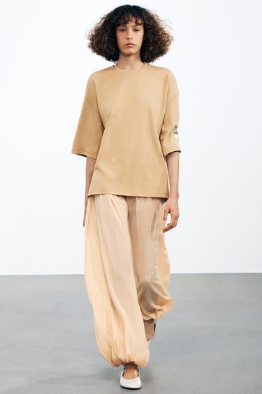 Zara LOOSE FIT T-SHIRT - Light camel - Image 0