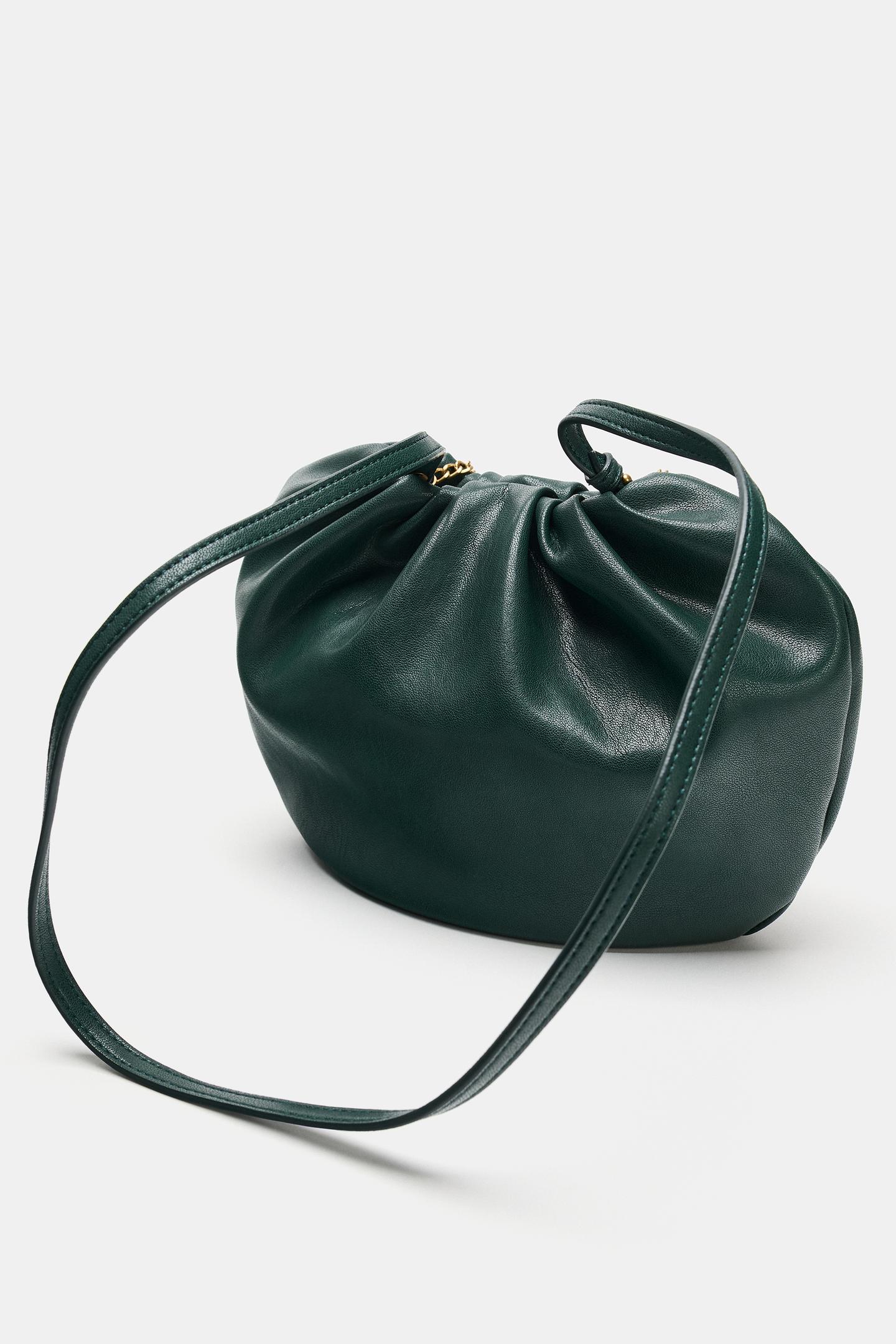 Женская сумка Zara Chain Detail Shoulder, цвет: Зелёный — фото 2
