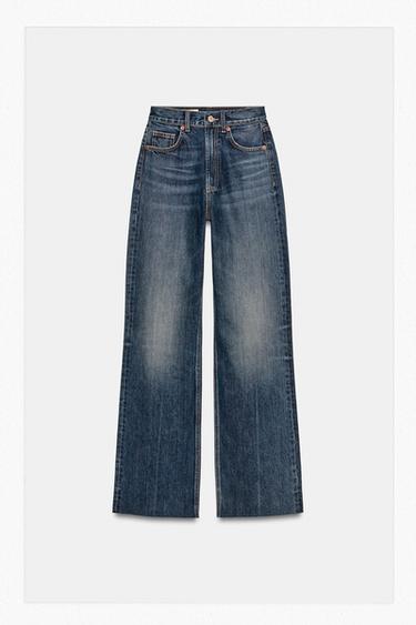 Zara TRF HIGH WAIST WIDE LEG FULL LENGTH JEANS - Navy blue