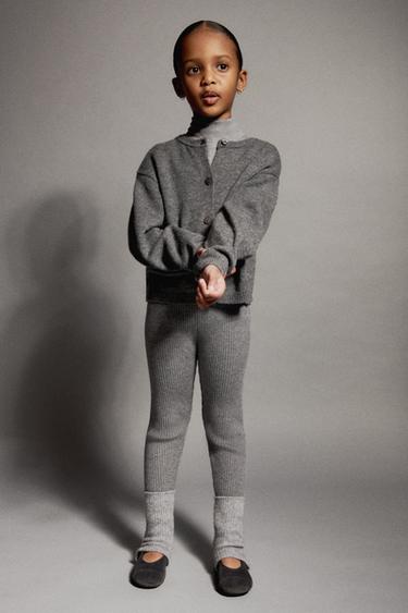 Zara RIBBED KNIT LEGGINGS - Gray marl