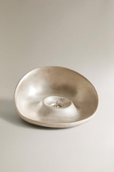 SILVER CERAMIC CHRISTMAS CANDLE HOLDER - Silver by Zara - Image 0