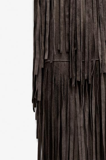 LIMITED EDITION SUEDE LEATHER FRINGE DRESS - Brown by Zara - Image 6