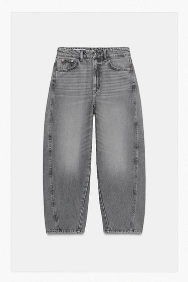 Zara TRF MID-RISE CROPPED JEANS - Gray