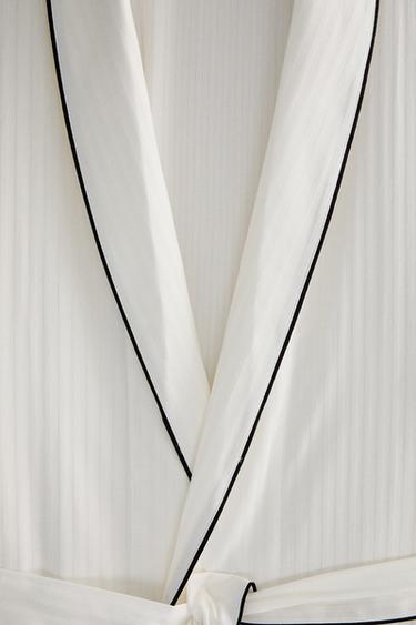 STRIPED JACQUARD DRESSING GOWN - Oyster-white by Zara - Image 4