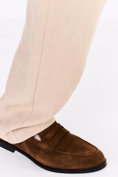 LEATHER PENNY LOAFERS - Brown by Zara