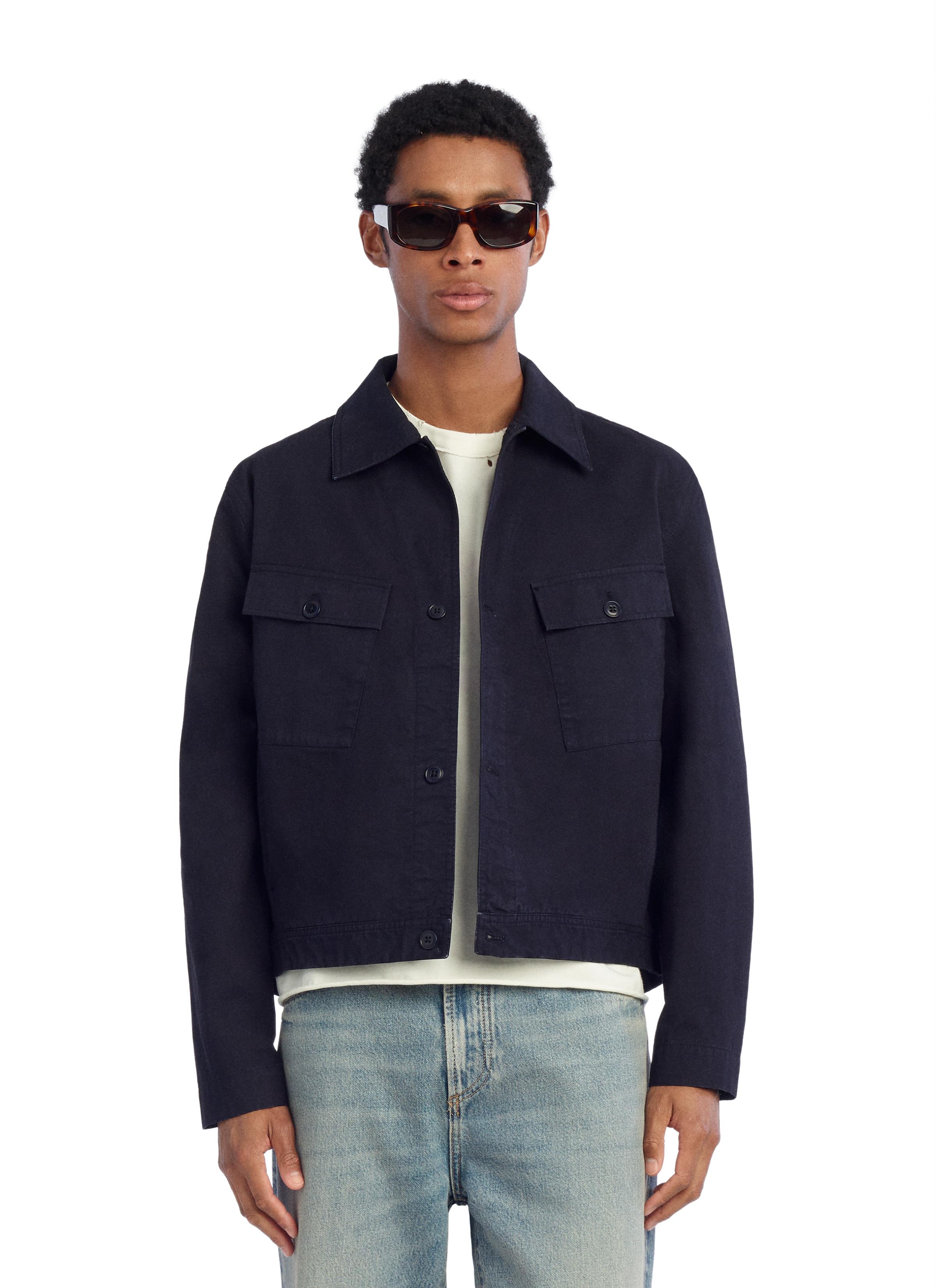 RELAXED FIT POCKET OVERSHIRT — Navy blue