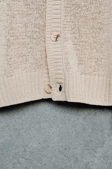 STORIESZ - RELAXED FIT LINEN AND COTTON KNIT CARDIGAN - Light beige by Zara - Image 2