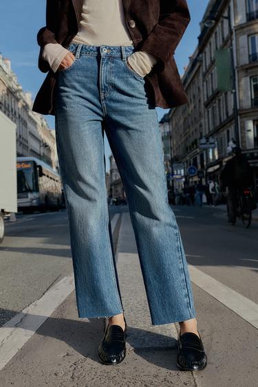 Zara Z.02 HIGH WAIST STRAIGHT ANKLE JEANS - Blue