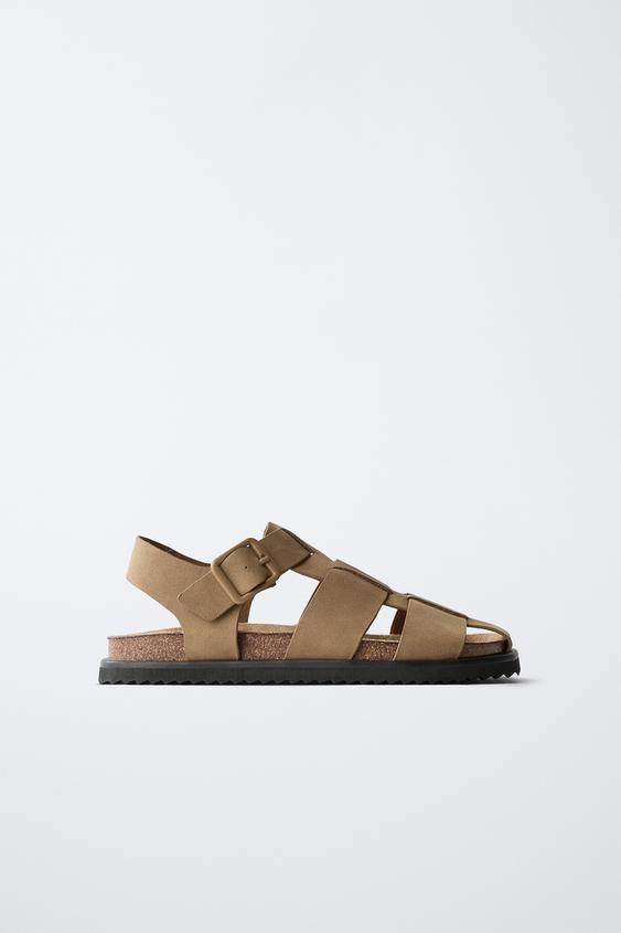 Zara fisherman suede sandals SPLIT SUEDE FISHERMAN SANDALS - Dark tan | ZARA United States main image 4