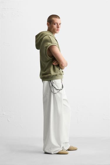 SWEAT DÉLAVÉ À CAPUCHE - Kaki foncé de Zara - Image 3