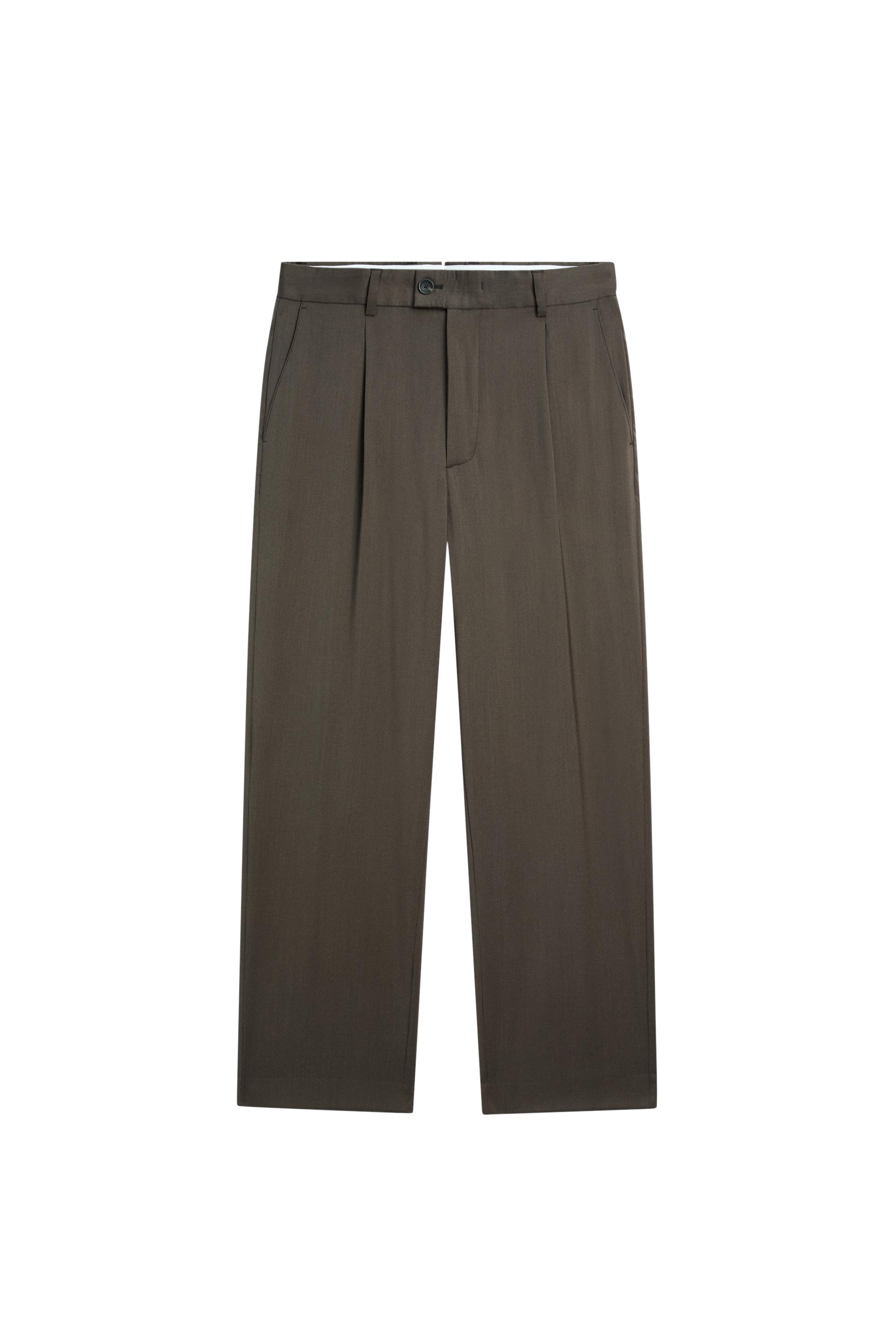 Relaxed-fit darted 100% cool wool pants — Dark salmon