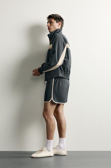 Zara COLOR BLOCK TECHNICAL JACKET - Navy blue