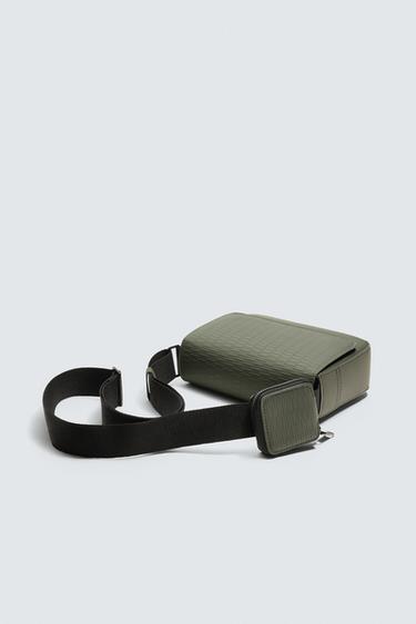 RUBBERISED TEXTURED CROSSBODY BAG - Khaki Green by Zara - Image 3